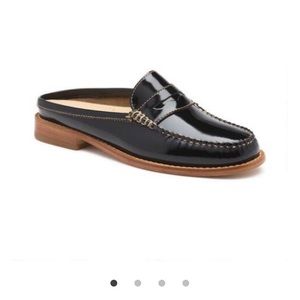 Black leather loafers
